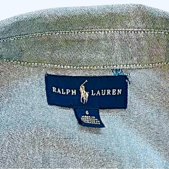 Ralph Lauren casual dress school baby bue Shirt 6 button down pony print cotton - Picture 7 of 11